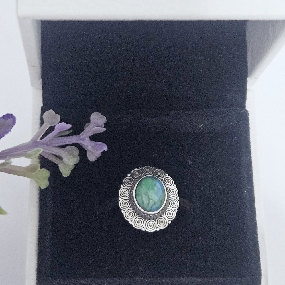 NWT Boho Turquoise Stone Sterling Silver Ring Sz 8